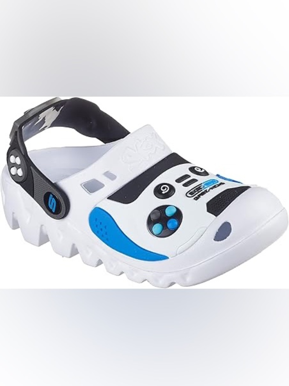 Skechers White, Black and Blue Kids Play Clogs